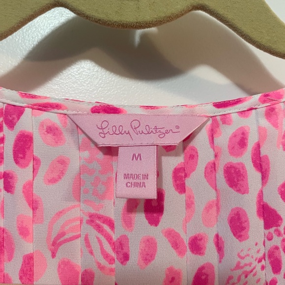 Lilly Pulitzer Marilina Raz Berry Blue and Hot Pink 3/4 Sleeve Blouse Sz M - Picture 5 of 7